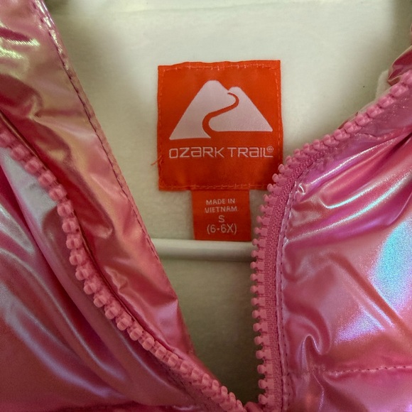 Kids Pink Iridescent Puffer Jacket - Picture 3 of 4